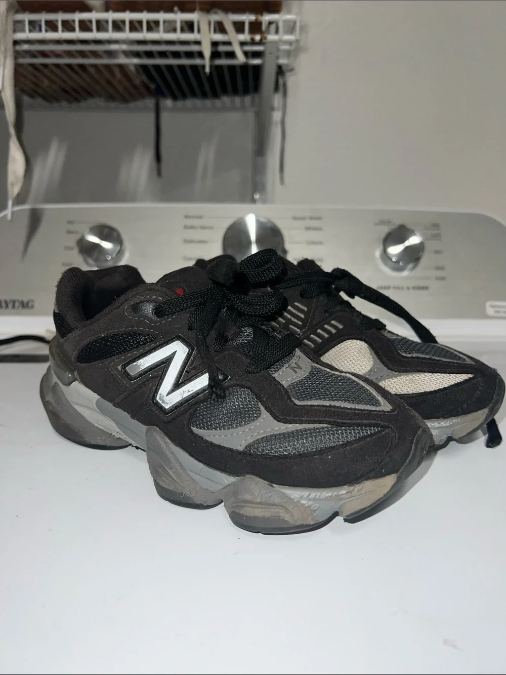 New Balance Kids Black and Gray Trail-Style Sneakers